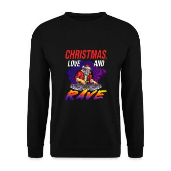 Weihnachten Disco, Rave, Techno, House, Goa, Party - Unisex Pullover - Schwarz - Vorne - Alina (178cm) & Michal (187cm)