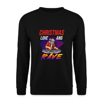 Weihnachten Disco, Rave, Techno, House, Goa, Party - Unisex Pullover - Schwarz - Vorne - Alina (178cm) & Michal (187cm)