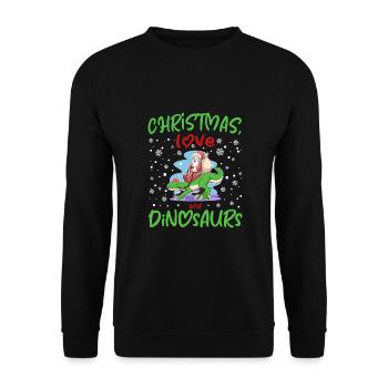 Dino Garçon Garçon Enfants Noël Amour Dinosaure - Sweat-shirt Unisexe - noir - Devant - Alina (178cm) & Michal (187cm)