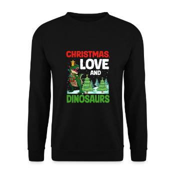 Dino Garçon Garçon Enfants Noël Amour Dinosaure - Sweat-shirt Unisexe - noir - Devant - Alina (178cm) & Michal (187cm)