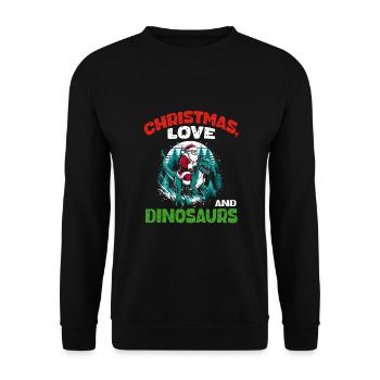 Dino Garçon Garçon Enfants Noël Amour Dinosaure - Sweat-shirt Unisexe - noir - Devant - Alina (178cm) & Michal (187cm)