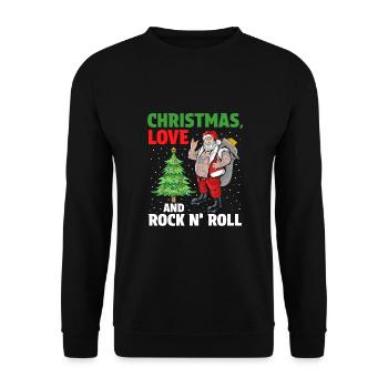 Heavy Hard Metal Christmas, Love Rock 'n' Roll - Unisex Sweatshirt - black - Front - Alina (178cm) & Michal (187cm)