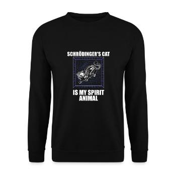 Schrödingers Katze: Lustiges Wissenschafts - Unisex Pullover - Schwarz - Vorne - Alina (178cm) & Michal (187cm)