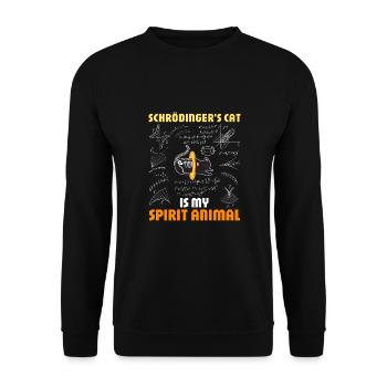 Schrödingers Katze: Lustiges Wissenschafts - Unisex Pullover - Schwarz - Vorne - Alina (178cm) & Michal (187cm)