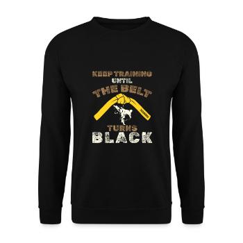 Black Belt: Motivation Martial Art Taekwondo - Unisex Sweatshirt - black - Front - Alina (178cm) & Michal (187cm)