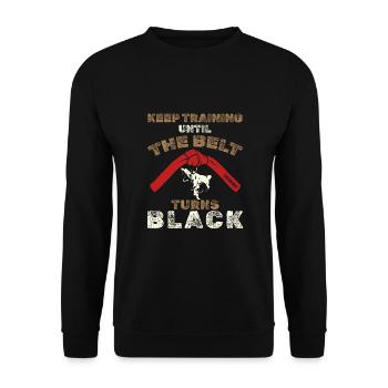 Black Belt: Motivation Martial Art Taekwondo - Unisex Sweatshirt - black - Front - Alina (178cm) & Michal (187cm)