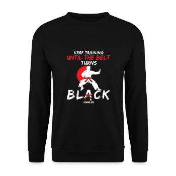 Ceinture noire : Restez motivé Art martial Kung Fu - Sweat-shirt Unisexe - noir - Devant - Alina (178cm) & Michal (187cm)