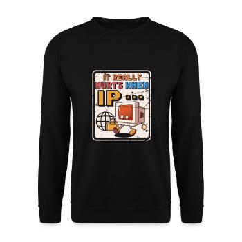 Drôle de dire « Ça brûle quand je fais » ! - Sweat-shirt Unisexe - noir - Devant - Alina (178cm) & Michal (187cm)
