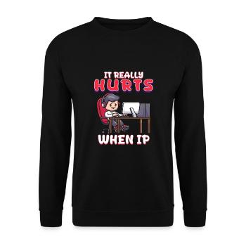 Funny saying "It Burns when I Pee"! - Unisex Sweatshirt - black - Front - Alina (178cm) & Michal (187cm)