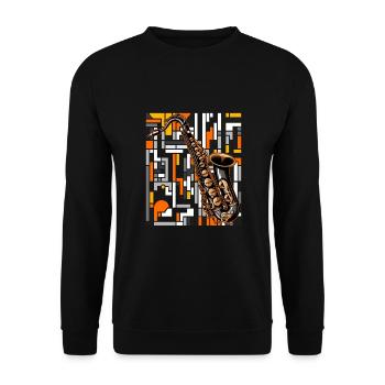 Musik Feiern: Saxophon Rock 'n' Roll -Künstler - Unisex Pullover - Schwarz - Vorne - Alina (178cm) & Michal (187cm)