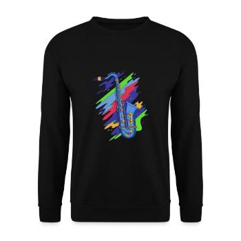 Musik Feiern: Saxophon Rock 'n' Roll -Künstler - Unisex Pullover - Schwarz - Vorne - Alina (178cm) & Michal (187cm)