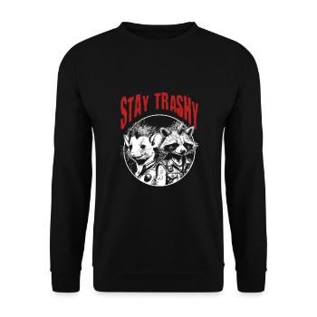 Rester Trash Drôle Motard Possum Sarcastique - Sweat-shirt Unisexe - noir - Devant - Alina (178cm) & Michal (187cm)