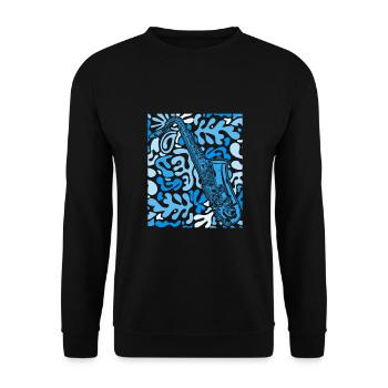 Musik Feiern: Saxophon Rock 'n' Roll -Künstler - Unisex Pullover - Schwarz - Vorne - Alina (178cm) & Michal (187cm)