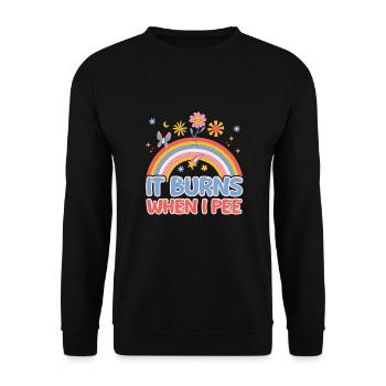 Drôle de dire « Ça brûle quand je fais » ! - Sweat-shirt Unisexe - noir - Devant - Alina (178cm) & Michal (187cm)