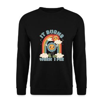 Funny saying "It Burns when I Pee"! - Unisex Sweatshirt - black - Front - Alina (178cm) & Michal (187cm)