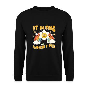 Drôle de dire « Ça brûle quand je fais » ! - Sweat-shirt Unisexe - noir - Devant - Alina (178cm) & Michal (187cm)