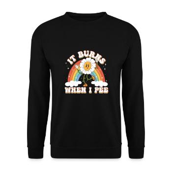 Drôle de dire « Ça brûle quand je fais » ! - Sweat-shirt Unisexe - noir - Devant - Alina (178cm) & Michal (187cm)