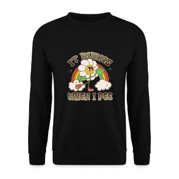 Drôle de dire « Ça brûle quand je fais » ! - Sweat-shirt Unisexe - noir - Devant - Alina (178cm) & Michal (187cm)