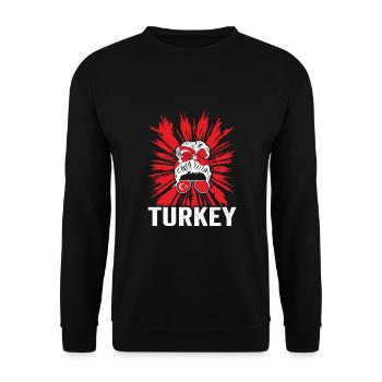 Sports Turkey, Football, Outfit for Sports Fan - Unisex Sweatshirt - black - Front - Alina (178cm) & Michal (187cm)