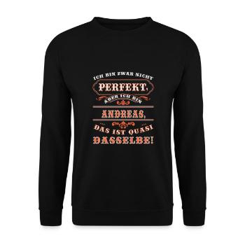 Funny ANDREAS for the name day with name name - Unisex Sweatshirt - black - Front - Alina (178cm) & Michal (187cm)