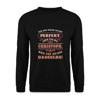 Funny CHRISTOPH for name day with name name - Unisex Sweatshirt - black - Front - Alina (178cm) & Michal (187cm)