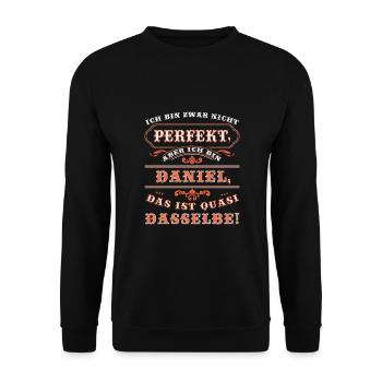 Funny DANIEL for Name Day with Name Name - Unisex Sweatshirt - black - Front - Alina (178cm) & Michal (187cm)