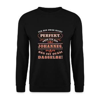 JOHANNES drôles pour la Journée du Nom avec Nom Nom - Sweat-shirt Unisexe - noir - Devant - Alina (178cm) & Michal (187cm)