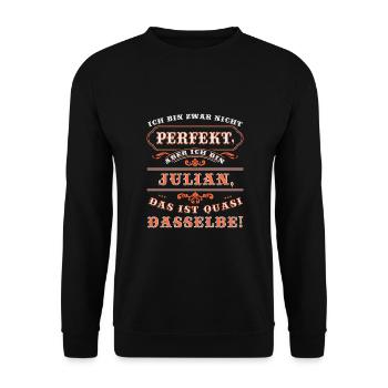 Drôle de JULIAN pour la Journée du Nom avec Nom Nom - Sweat-shirt Unisexe - noir - Devant - Alina (178cm) & Michal (187cm)