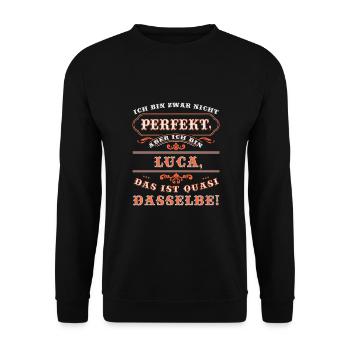 Funny LUCA for Name Day with Name Name - Unisex Sweatshirt - black - Front - Alina (178cm) & Michal (187cm)