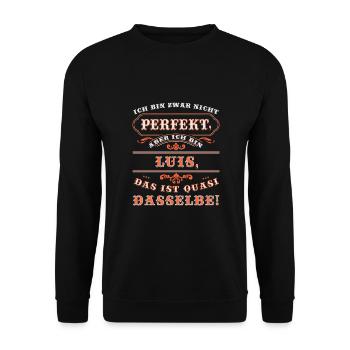 Funny LUIS for Name Day with Name Name - Unisex Sweatshirt - black - Front - Alina (178cm) & Michal (187cm)