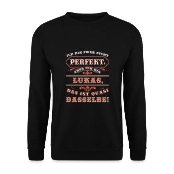 Funny LUKAS for Name Day with Name Name - Unisex Sweatshirt - black - Front - Alina (178cm) & Michal (187cm)