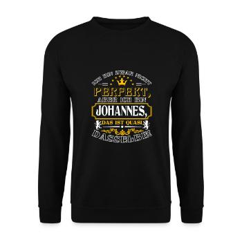 JOHANNES drôles pour la Journée du Nom avec Nom Nom - Sweat-shirt Unisexe - noir - Devant - Alina (178cm) & Michal (187cm)