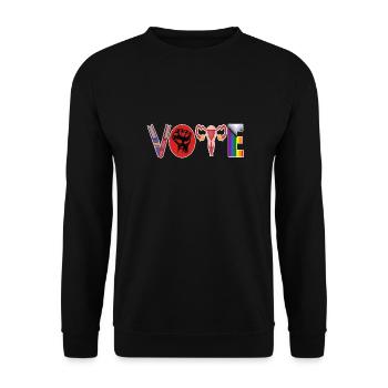 Feministisch Regenbogen LGBTQ Choice Solidarity - Unisex Pullover - Schwarz - Vorne - Alina (178cm) & Michal (187cm)