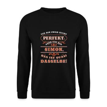Funny name day SIMON with name name - Unisex Sweatshirt - black - Front - Alina (178cm) & Michal (187cm)
