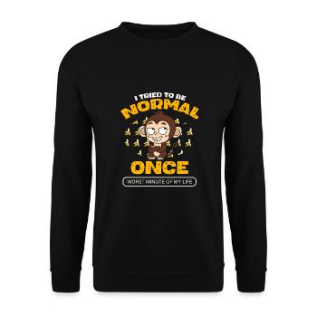 Funny Monkey With Bananas Trying To Be Normal - Unisex Sweatshirt - black - Front - Alina (178cm) & Michal (187cm)