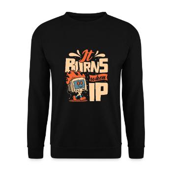 Funny saying "It Burns when I Pee"! - Unisex Sweatshirt - black - Front - Alina (178cm) & Michal (187cm)