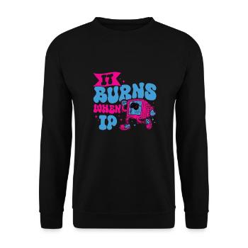 Drôle de dire « Ça brûle quand je fais » ! - Sweat-shirt Unisexe - noir - Devant - Alina (178cm) & Michal (187cm)
