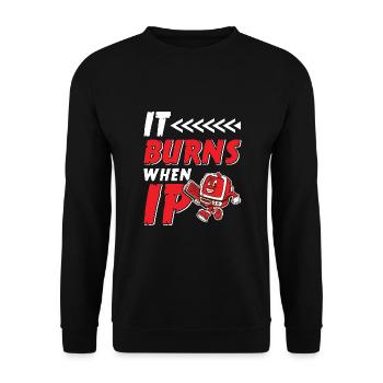 Funny saying "It Burns when I Pee"! - Unisex Sweatshirt - black - Front - Alina (178cm) & Michal (187cm)