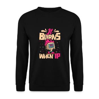 Funny saying "It Burns when I Pee"! - Unisex Sweatshirt - black - Front - Alina (178cm) & Michal (187cm)