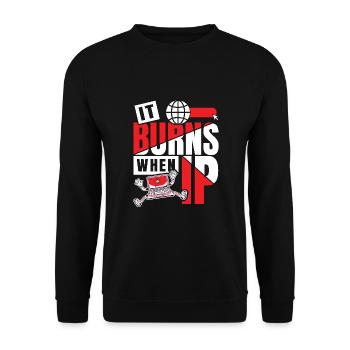 Drôle de dire « Ça brûle quand je fais » ! - Sweat-shirt Unisexe - noir - Devant - Alina (178cm) & Michal (187cm)