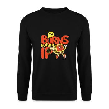 Drôle de dire « Ça brûle quand je fais » ! - Sweat-shirt Unisexe - noir - Devant - Alina (178cm) & Michal (187cm)