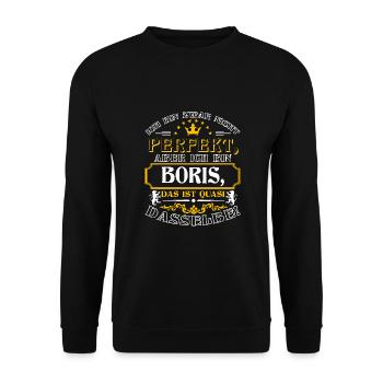 Funny BORIS for Name Day with Name Name - Unisex Sweatshirt - black - Front - Alina (178cm) & Michal (187cm)