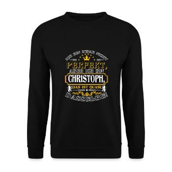 Funny CHRISTOPH for name day with name name - Unisex Sweatshirt - black - Front - Alina (178cm) & Michal (187cm)