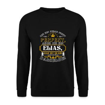 Lustiges ELIAS zum Namenstag mit Name Namens - Unisex Pullover - Schwarz - Vorne - Alina (178cm) & Michal (187cm)