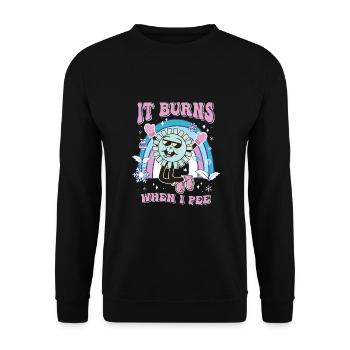 Winter Edition "It Burns when i Pee"! sarkastisch - Unisex Pullover - Schwarz - Vorne - Alina (178cm) & Michal (187cm)