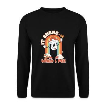 Drôle de dire « Ça brûle quand je fais » ! - Sweat-shirt Unisexe - noir - Devant - Alina (178cm) & Michal (187cm)