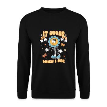 Drôle de dire « Ça brûle quand je fais » ! - Sweat-shirt Unisexe - noir - Devant - Alina (178cm) & Michal (187cm)