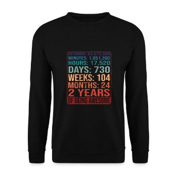 2 ans ! Cadeau d’anniversaire pour les 2 ans - Sweat-shirt Unisexe - noir - Devant - Alina (178cm) & Michal (187cm)