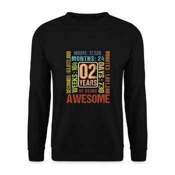 2 ans ! Cadeau d’anniversaire pour les 2 ans - Sweat-shirt Unisexe - noir - Devant - Alina (178cm) & Michal (187cm)