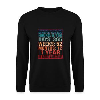 Tenue d’anniversaire pour 1 an ! 1er anniversaire - Sweat-shirt Unisexe - noir - Devant - Alina (178cm) & Michal (187cm)